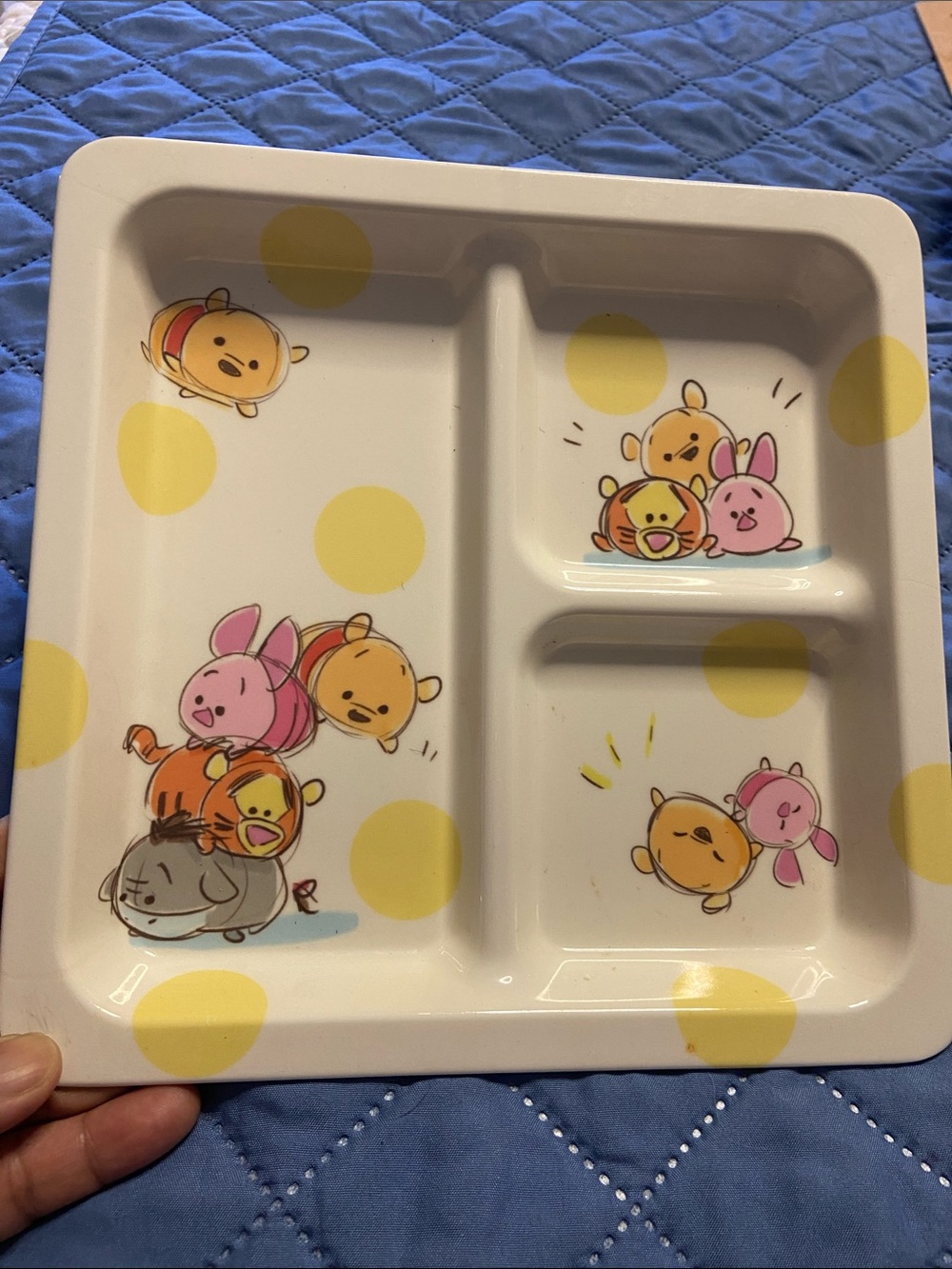 DISNEY Melamine WINNIE THE POOH Tsum-Tsum Divided Square Plate